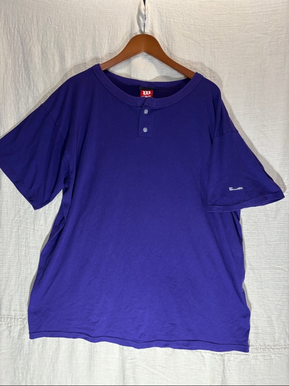 Wilson Purple Short-Sleeve Henley Tee 100% Cotton